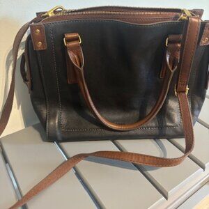 Fossil black with brown satchel